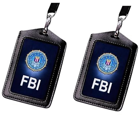 Lot de 2 porte-cartes en cuir FBI avec cordon, accessoires de police, accessoires spéciaux pour fête d'Halloween