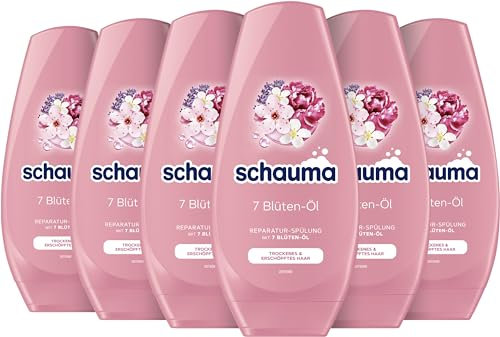 Schauma Schwarzkopf Reparatur-Spülung 7 Blüten-Öl (6x 250 ml), Haarspülung für trockenes und erschöpftes Haar, Pflegespülung verleiht strahlenden Glanz ohne zu beschweren