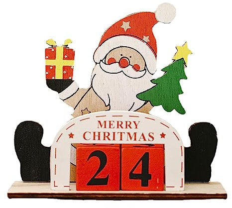Pomurom Countdown Kalender Würfel aus, Tage Bis Weihnachten Countdown Ornament, Weihnachtsmann//Elch Weihnachts Adventskalender, Countdown zur Weihnachten Dekoration für Tisch Zuhause Büro
