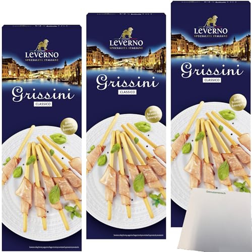 usy Bundle für Leverno Grissini Classico Italienische Gebäckstangen 3er Pack (3x125g Packung) + usy Block