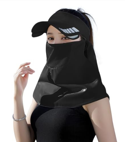 YJZQ Unisex Sommer Sonnenhut mit Gesichtsschutz Weicher Leere Oberteil Sonnenhut Atmungsaktive Visor Cap Tragbar breiter Krempe Sportkappe UV-Schutz Baseballkappe für Radfahren, Angeln, Laufen