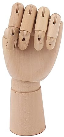 Flexibles Handmodell aus Holz, Bewegliche Künstlerpuppe Zum Skizzieren, Zeichnen, Malen mit Rutschfestem Tuch (7116A 0101 Linkshänder klein)