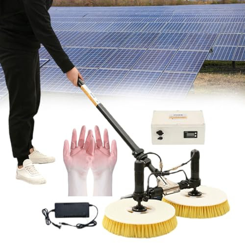 pealiritansemen Electric Solar Solar Panel Cleaning Tool, Double Head Solar Panel Cleaning Equipment Kit, Adjustable Length Window Cleaner, Come With A Pair Of Gloves,5.5m