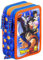 Clondo 3-Fach Federmäppchen für Dragon Ball Super Fan – 45-teilig, komplett gefüllt – mit 2 löschbaren Gelstiften, Schere, Kleber, Buntstiften – Schwarz und Gelb – ideal für Schule & als Geschenk