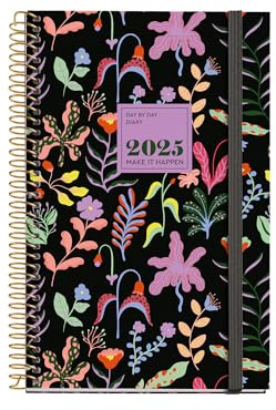 Miquelrius Kalender 2025, Jahresplaner, 117 x 182 mm, Tagesansicht, Einband aus laminiertem Karton, Spiralbindung, Gummibandverschluss, Papier 80 g/m², Spanisch, Englisch und Portugiesisch, Fantasy