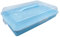 VIRSUS Porta Torte RETTANGOLARE in plastica, misura 43x30x10 cm, Contenitore con coperchio trasparente, portatorte 4 chiusure di sicurezza, per la conservazione di dolci e torte -6778F (Azzurro)