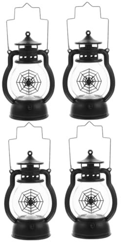 TOPBATHY 4 Stück Spinnennetz-öllampe Modellbausätze Für Erwachsene Halloween-dekorationen Im Innenbereich Festival-lampenstütze Hand-halloween-lampe Halloween-öllaterne Festlampe Plastik