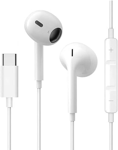 USB C Kopfhörer, HiFi Stereo Ohrhörer mit Mikrofon und Lautstärkeregler,Type C In Ear Kopfhörer mit Kabel,Ohrstöpsel für iPhones 15/Samsung Galaxy S23/S22/15 Plus/Google Pixel/Huawei/One Plus/Xiaomi