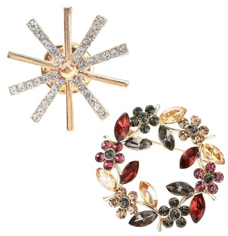JCUGSBS 2 Ps Guirlande colorée - Broche en cristal pour femme - Bouquet de fleurs - Broche élégante pour femme - Manteau - Vêtement - Broche pour mariée et mère - Cadeaux