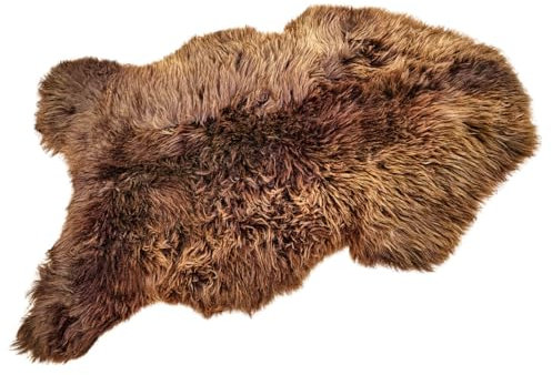 APREGGIO - Echtes Schaffell Teppich Braun - Natürliches Schaffell Überwurf - Weiche Schaffell Teppiche Wohnzimmer - Flauschiges Lammfell - Boden Teppich - Wohnzimmer Teppich 100x110 cm