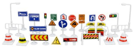 Generic Lot de 28 Panneaux de Signalisation Miniature pour Décor de Jardin et Bureau, A