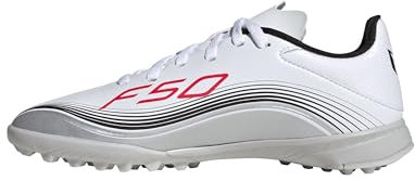 adidas Unisex Kinder F50 Messi League Turf Football Boots Kids Fußballschuhe, Cloud White/Lucid Red/Silver Metallic