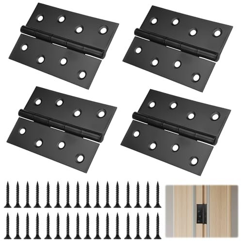 4 Piezas Bisagras de Acero Inoxidable para Puerta, Bisagras Puertas Madera, Negro, 100 x 70 mm, con 32 Tornillos, Bisagras Plegables, para Mesas Plegables, Armarios, Guardarropas, Muebles, Jardín