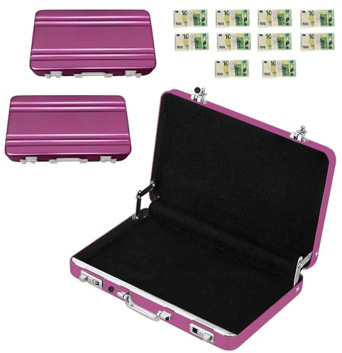 HuaMuDM 2 stück Koffer Visitenkartenbox,Geldkoffer als Geldgeschenk,Mini-Aktenkoffer,Mini-Aluminium-Koffer,Geldkoffer als Geldgeschenk oder für Gutscheine