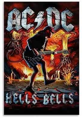 YRAEYWAER AC DC Poster Hells Bells, ästhetische Dekoration, Wohnzimmer, Wohnzimmer, Wandkunst, Dekoration, Poster, 30 x 45 cm, ungerahmter Stil