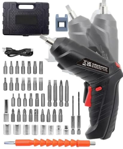 KALAHOL 49 in 1 Piece Electric Screwdrivers Cordless, 3.6V Rotatable 90 Degrees Cordless Screwdriver Rechargeable, Electric Screwdriver Set with 1300mAh Rechargeable Battery for Home DIY, Black