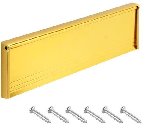 Internal Letterbox Draught Excluder 11.5, Metal Letterplate Satin Polished Brass Letter Plate Seal Letter Box Cover with Flap and Brush for External Wooden Composite uPVC Door Gold
