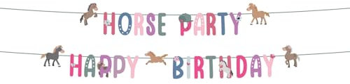 Folat 27505 Decorazione di Compleanno a Cavallo Rosa - Ghirlanda di Lettere Set - Happy Horses - 1,5 meter - Forniture per Feste a Tema Cavallo