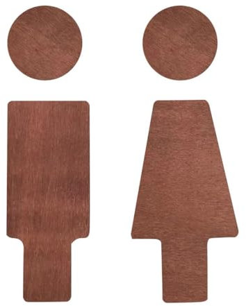Cartel de madera para puerta de inodoro para hombre y mujer, autoadhesivo, para baño público