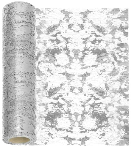Swpeet 11x354 Zoll Silber Paillette Glitter Tischläufer, Glitter Folie Metallic Thin Mesh Dekor Rollen, Paillette Glitter Folie Metallic Thin Mesh, Mittelstücke Dekorationen für Party