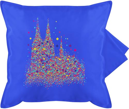 Kissenbezug - & - Kissen - Kölner Dom Konfetti I Karneval I Fasching - 50 x 50 cm - Blau - karnevalskissen fasching- köln kissenhülle kissenbezüge fasnet carnevale koln sofakissen mit karnevals