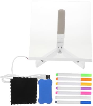 MAGICLULU 1 Satz LED Notiztafel Leuchtendes Message Board mit Abwischbarer Oberfläche Verstellbarem und Verschiedenen Stiften für Kreative Notizen im Büro und Zuhause