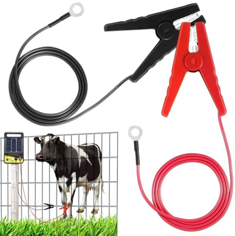 Masoog Elektrozaun-Drahtverbinder | 2 Stück Zaunanschlußkabel Weidezaun Mit Krokodilklemme | Zaunsystemkabel - Solar Connect-Zaunverbinder-Ladegerät, Zaunsystemkabel