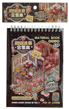 Generisch 3D Sticker Scenes - Large Horror Room Scene Sticker Book for Kids Play, Decal Craft Kit with Spooky Designs, Reusable Decals for Home, Wall, Notebook, Cabinet, Travel, Birthday, 7.48x5.31in
