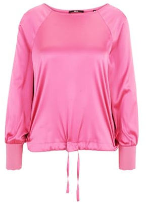 zero Damen Satinbluse mit Strickbündchen 44, Raspberry Velvet