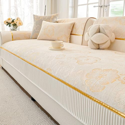 Ghygetrich Sofadecken, Couch überzug Sofabezug 2 Sitzer Sofa Cover L Shape Couchschoner Sofadecke Hund Couch überwurf Sofabezug U Form Beige 90 * 90cm