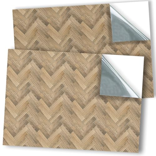 Stick & Go Repositionable Self Adhesive Dolls House Wallpaper 1:12 Scale (2 Sheets) - Light Herringbone - No. 115
