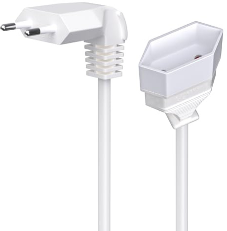 Alargador Enchufe Plano 0,3m, 2,5A 250V Alargador Enchufe Europeo 90° Cable Extension Corto Europeo, Enchufe Acodado Schuko para Electrodomésticos Televisores Enchufes de Carga Computadoras Lámparas