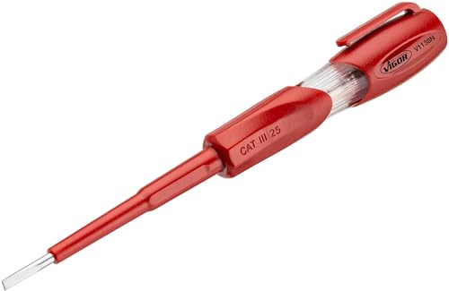 VIGOR Spannungsprüfer, V1138N, Schlitz Profil, SW 0,5 x 3 mm | Abtrieb Schlitz Profil, Länge l2 140 mm, 25 g, Klingenbreite 3 mm, Klingenhöhe 0.5 mm, SW 0,5 x 3 mm , Schlitz Profil