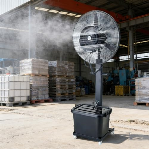 Wrhnkf Ventilateur brumisateur oscillant extérieur sur pied avec brumisateur pour terrasse