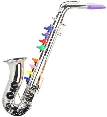 Saxophone pour enfants 8 touches de couleur argent pour le jeu et l'école | Construction en plastique léger, idéal pour les jeunes enfants, idéal pour les activités scolaires