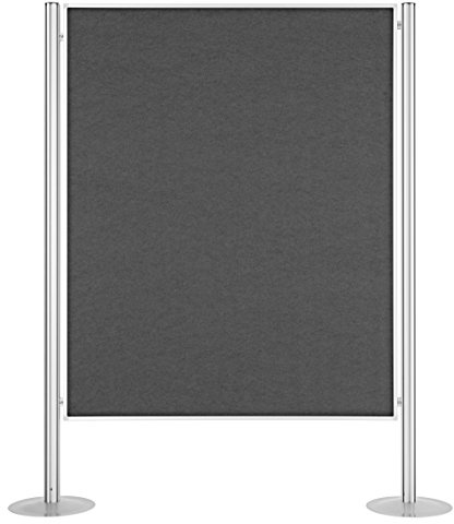 magnetoplan Präsentationswand-Set | BxH 3905x1800mm | Filz Grau | Made in Germany | Mit 3 doppelseitigen Pinntafeln im Systemrahmen | Mit 4 stabilen Achtkantsäulen