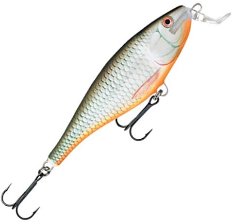 Rapala Super Shad Rap Lure with Two No. 3/0 Hooks, 1.5-2.7 m Swimming Depth, 14 cm Size, Redfin Shiner