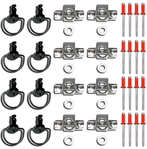 D-Ring Schnellverschlüsse, 17 mm, Stahl, 8er Set, schwarz, Nietplatte