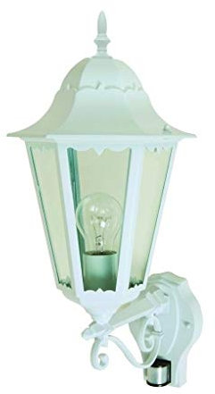 LUTEC 1331 L-PIR WH A++ to E, Außenwandleuchte, Aluminium, E27, weiß, 30,5 x 23,5 x 53 cm