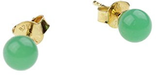 c-c Ohrstecker Edelstein Chrysopras grün / 6mm Kugeldurchmesser / 925er Sterling Silber vergoldet