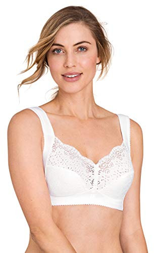 Reggiseno di Cotone a Coppa Piena Senza Ferretto con Pizzo Miss Mary Star 6F White