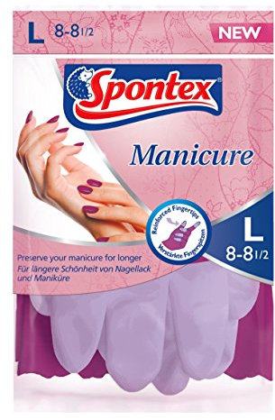 Spontex Manicure, 1 Paar Gr.L - Haushaltshandschuh - schützt Nagellack -(3x1 Paar)
