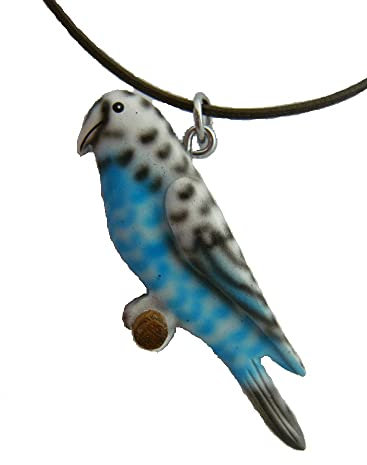 Cornelissen Kette Wellensittich blau Holzanhänger Lederband, Ketten Modeschmuck Vogel Vögel Tiere Tier