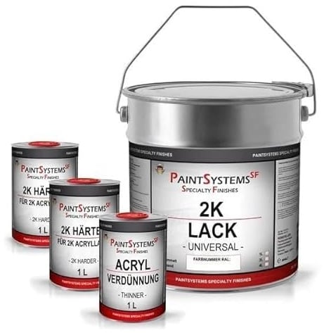 PAINTSYSTEMS REFINISH COLOURS 2K Acryl Autolack Set WUNSCHFARBE RAL Hochglanz, 4L/2L +1L +1L