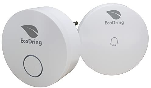 EcoDring Sonnette sans Fil sans Pile ECO ✮ Garantie Française 3 Ans ✮ portée jusqu'à 80 mètres, résistant à l'eau IPX7 + 36 mélodies