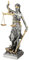 Römische Justitia 33cm mit Schwert, Waage und Gesetzbuch mit Blattgold verfeinert
