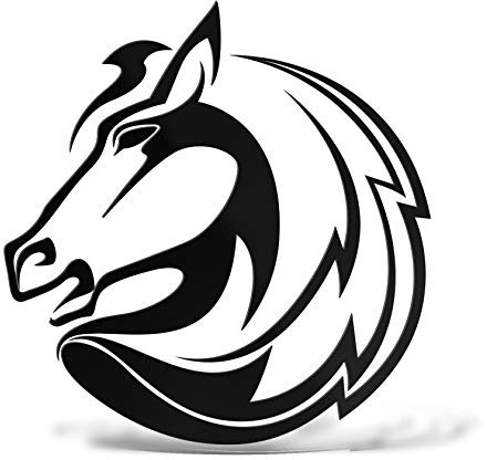 ERREINGE x3 STICKER PRESPAZIATO NERO 12cm - CAVALLO SX - Adesivo Decal Decalcomania Vinile Murale Laptop Auto Moto Casco Camper