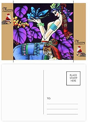 Postkarte für Damen, Schmetterling, Romantik, Mondlicht, Baum, Weihnachtsmann, 20 Stück