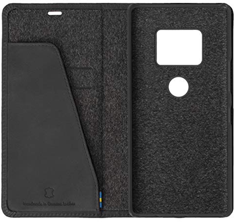 Krusell Huawei Mate 20 Hülle Bookcase Klapptasche aus Echtleder (Vintage Schwarz)