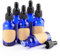 stonylab 30 ml (1 oz) 6er-Pack Glas Tropfflasche, Blau Leere Glasflasche mit Kegelförmigem Glastropfer, Innenstöpsel und Etikett für Ätherische Öle, Aromatherapie-Düfte